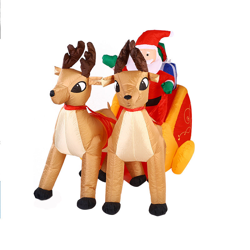 Christmas Inflatable Santa Sleigh Reindeer LED Outdoor Yard Garden Decor