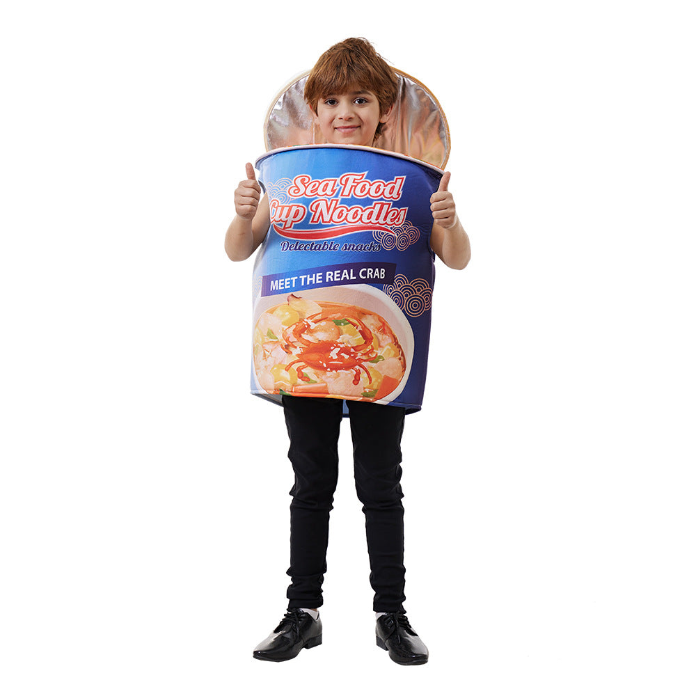 Children's Bowl Noodle Playsuit - Fun Seafood Soaked Noodle Jumpsuit Halloween Costume for Campus Performances