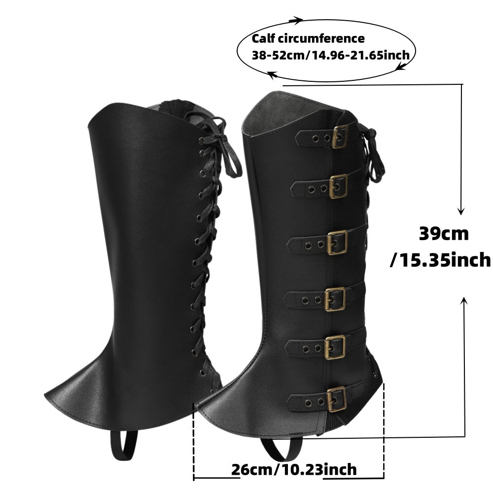 Viking Medieval PU Leather Boot Covers Renaissance Steampunk Leg Shoe Covers Men