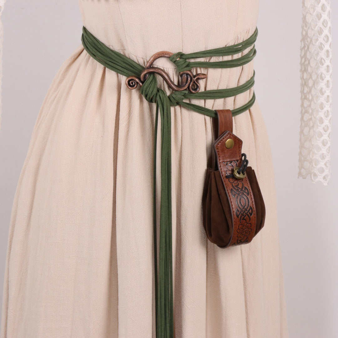 Womens Medieval Renaissance Belt Viking Dress Waist Sash Faux Leather