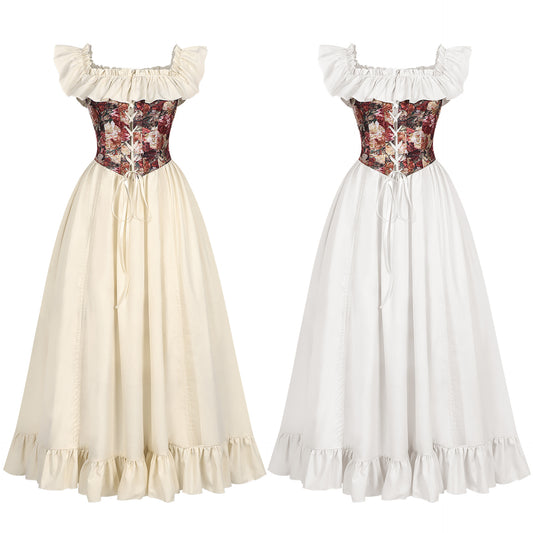 Women's Renaissance Floral Corset Dress – Ren Faire Costume