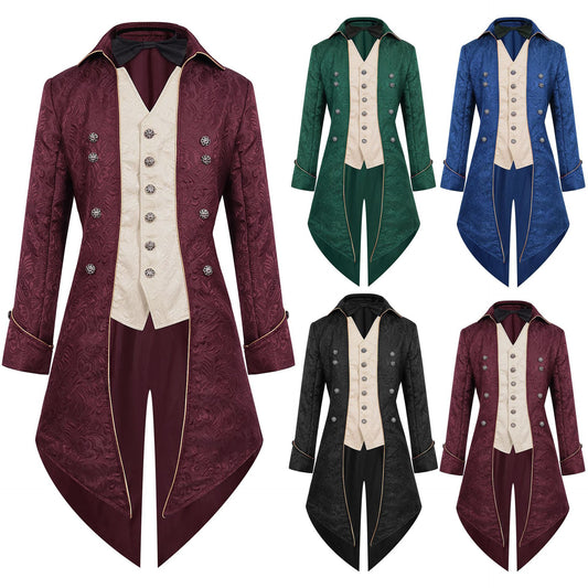 Men's Victorian Floral Tailcoat – Steampunk Gothic Costume Jacket