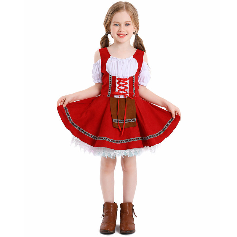 Girls Oktoberfest Costume Bavarian German Dirndl Dress Kids Fancy Dress