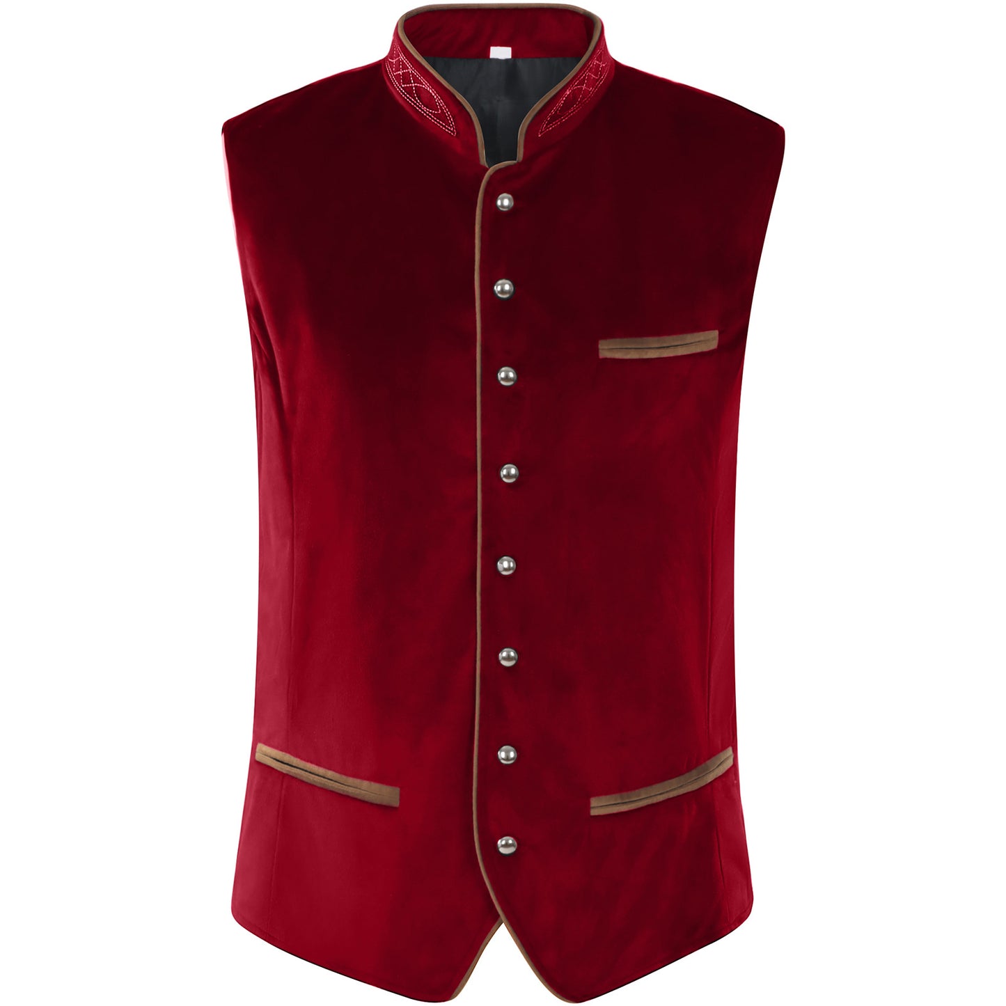 Mens Vintage Velvet Vest Metal Button Tavern Waiter Oktoberfest Waistcoat