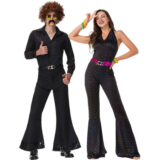 Adult 60s 70s Disco Costume 1960s Fancy Dress Retro 1970s Hippie Outfit