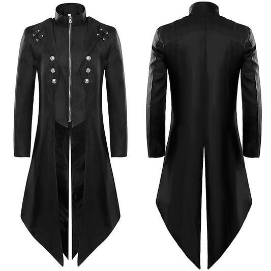 Men's Dress Medieval Vintage Clothing  Mid Length Punk Vintage Tailcoat Rock and Roll Tuxedo