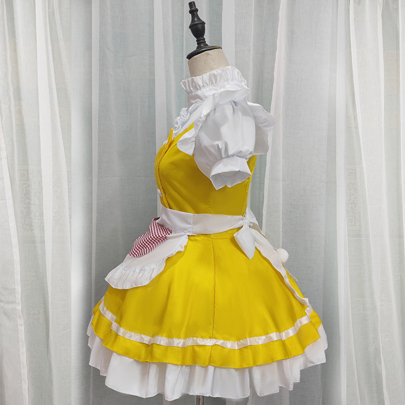 Japanese Anime Yellow Dream Maid Dress - Clever Maid Dress for Student Stage Performances (Loli Style)