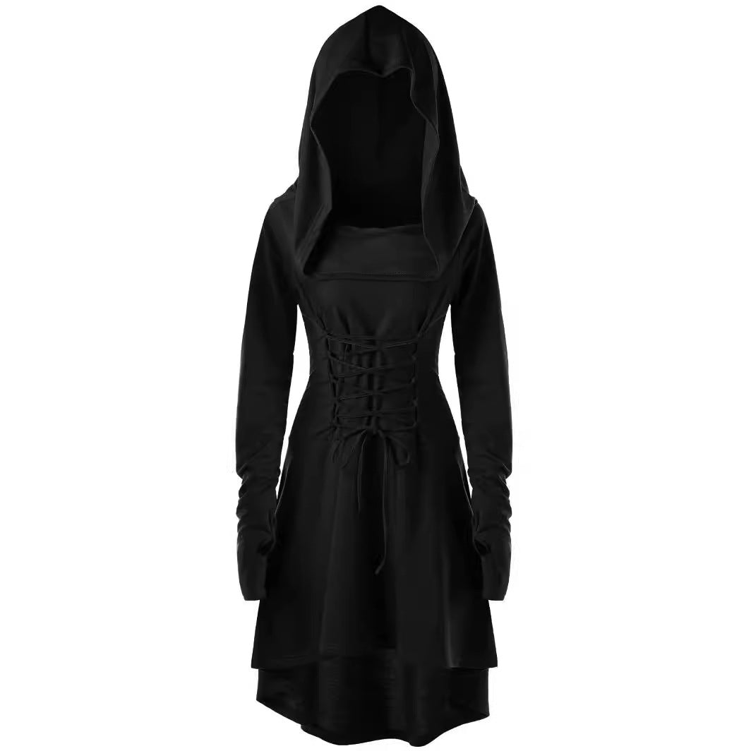 Viking Cloak Hooded Dress Medieval Wizard Cosplay Costume Carnival Cape Witch Assassin