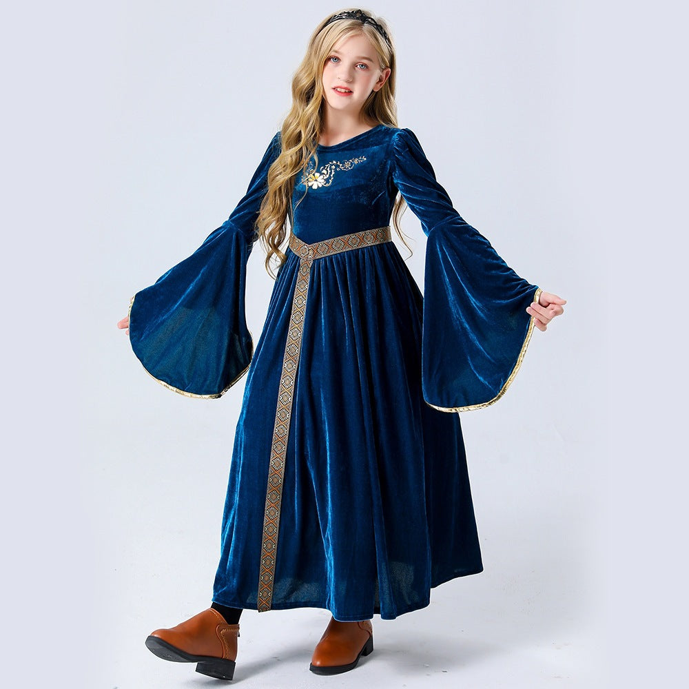 Girls' Medieval Renaissance Princess Dress – Velvet-Look Costume