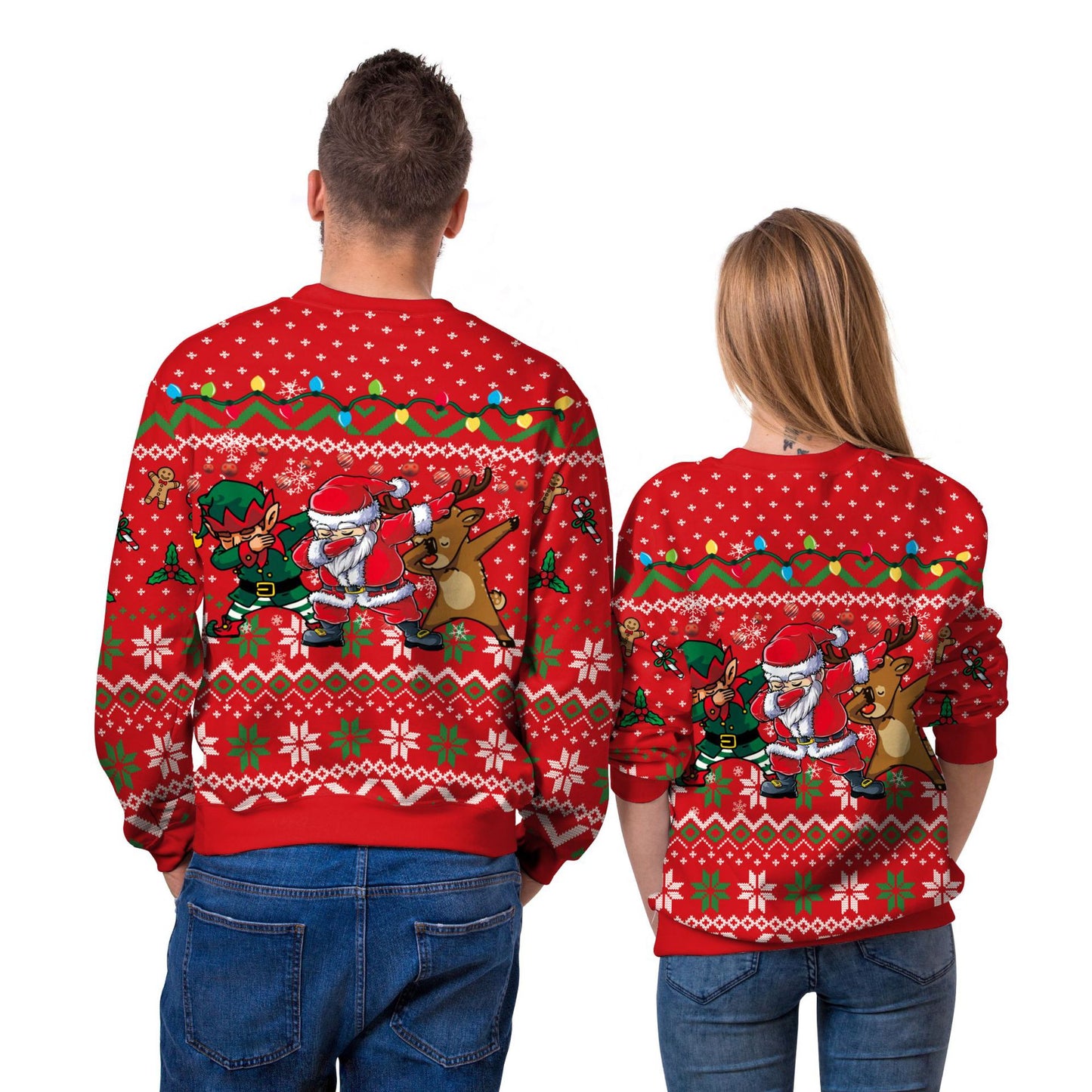 Xmas Ugly Shirt Digital Print Christmas Crew Neck Sweatshirt Top Couple Wear