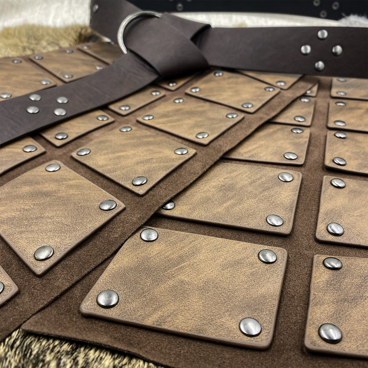 Viking Tassets Medieval Armour Skirt – Faux Leather Panel Belt LARP Costume