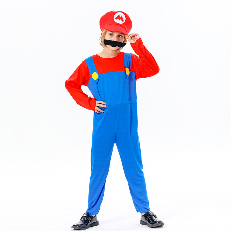 Adult Kids Mens Super Mario Luigi Brothers Plumber Mushroom Costume Book Week