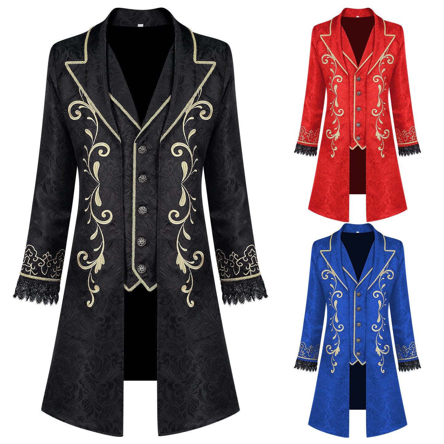 Men's Victorian Prince Long Coat Gothic Baroque Renaissance Cosplay Costume