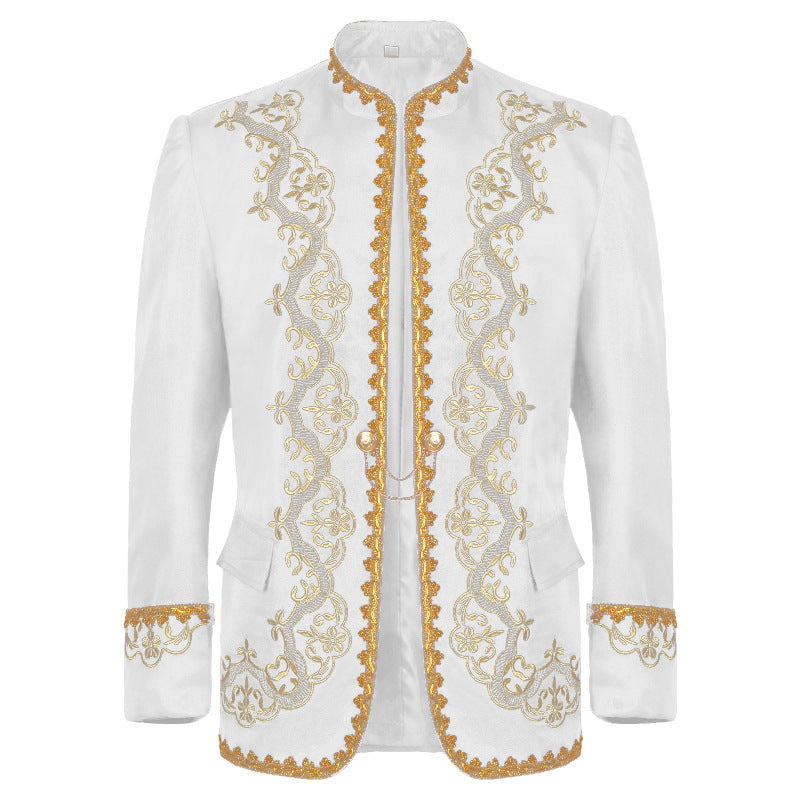 European Men's Gold-Encrusted Royal Suit - Regal Prince Attire