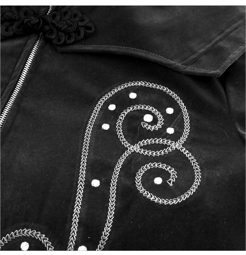 Gothic Autumn/Winter Tuxedo Medieval Retro Coat Stand Up Collar Vintage Jacket Perfect for Party