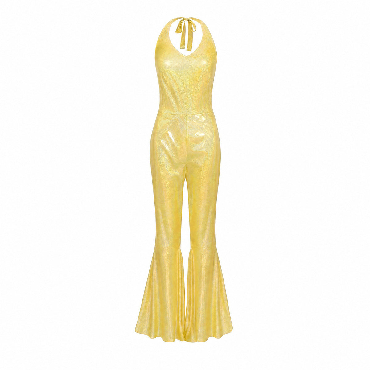 Women's 70s Disco Metallic Flared Jumpsuit – Retro Costume