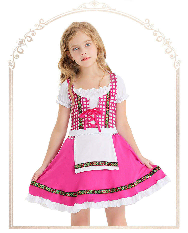 Girls Bavarian Dirndl Costume German Oktoberfest Party Performance Dress