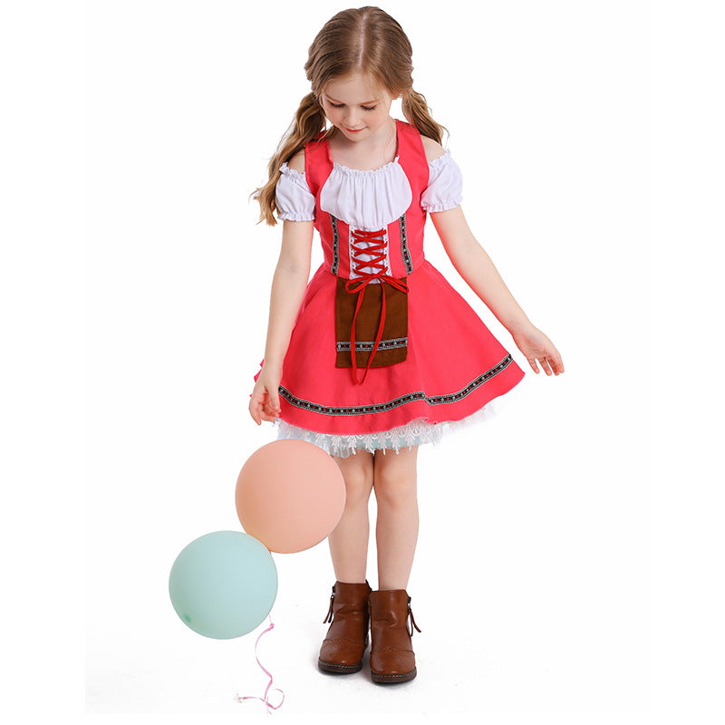 Girls Oktoberfest Costume Bavarian German Dirndl Dress Kids Fancy Dress