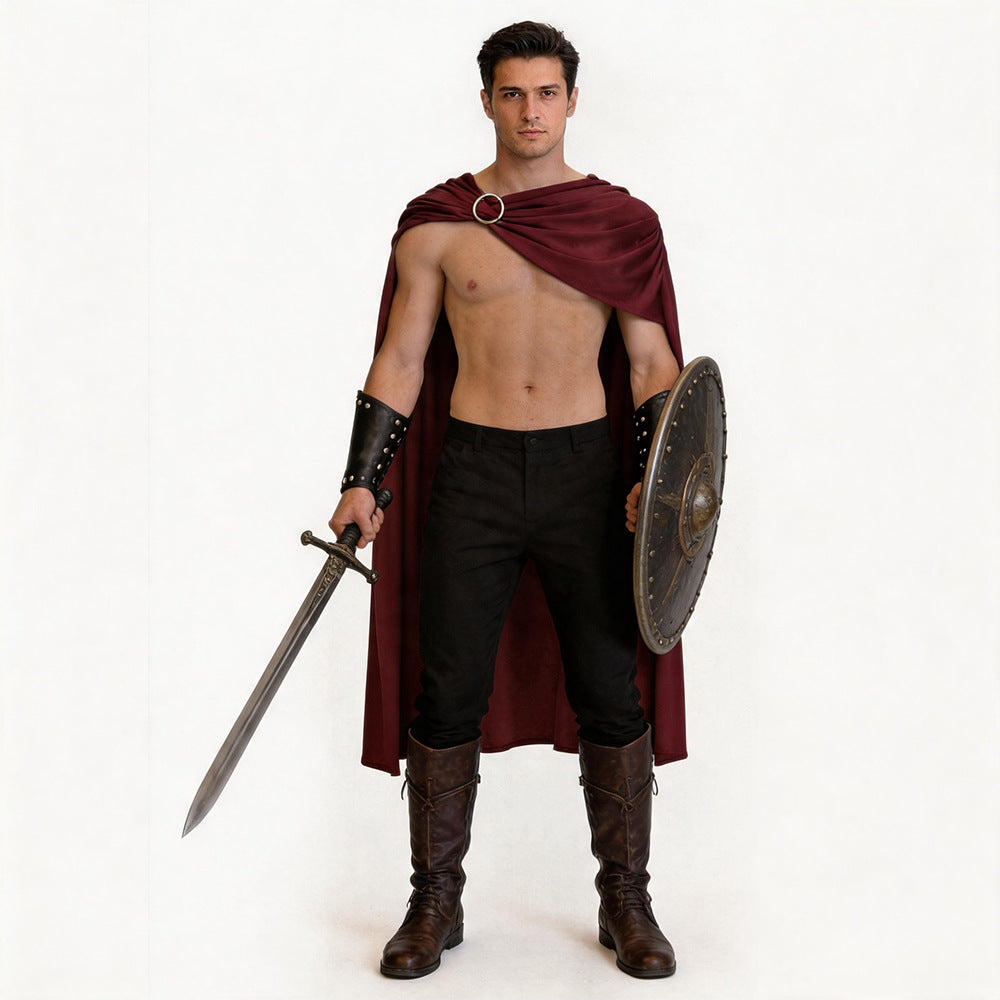 Ancient Roman Knight Cape Spartan Gladiator Warrior Cloak LARP Cosplay Costume