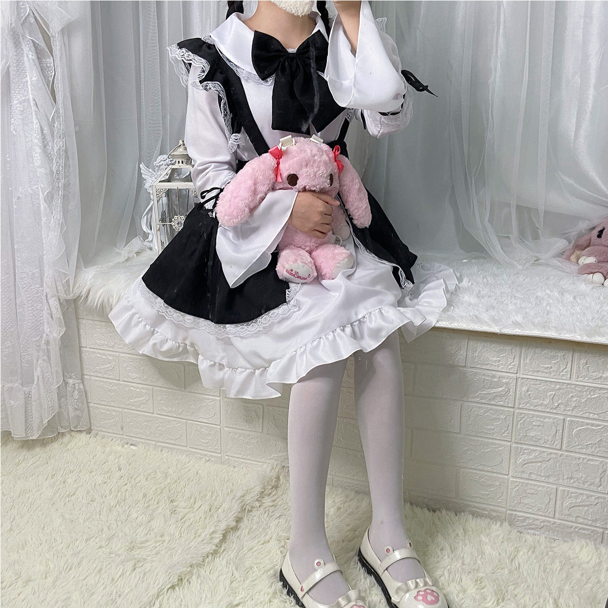 Cute Japanese Lolita Maid Outfit - Black and White Dress & Women's Boss Suit Set Size S-4XL