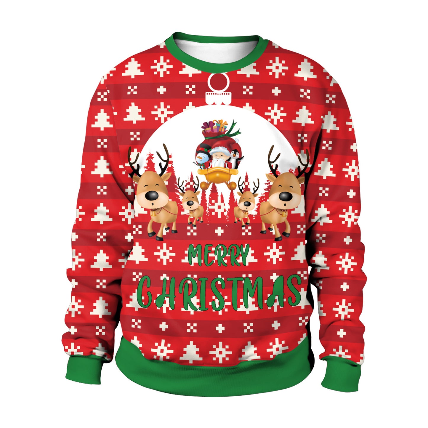 Xmas Ugly Shirt Digital Print Christmas Crew Neck Sweatshirt Top Couple Wear