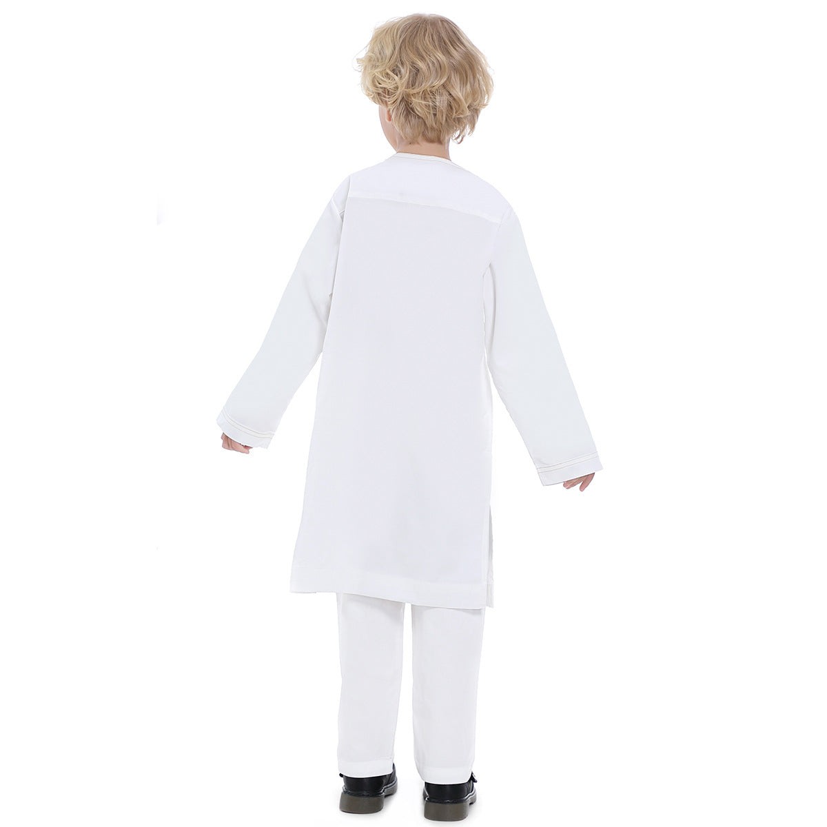 Boys' Thobe-Style Tunic & Pants Set – Middle Eastern Inspired Outfit
