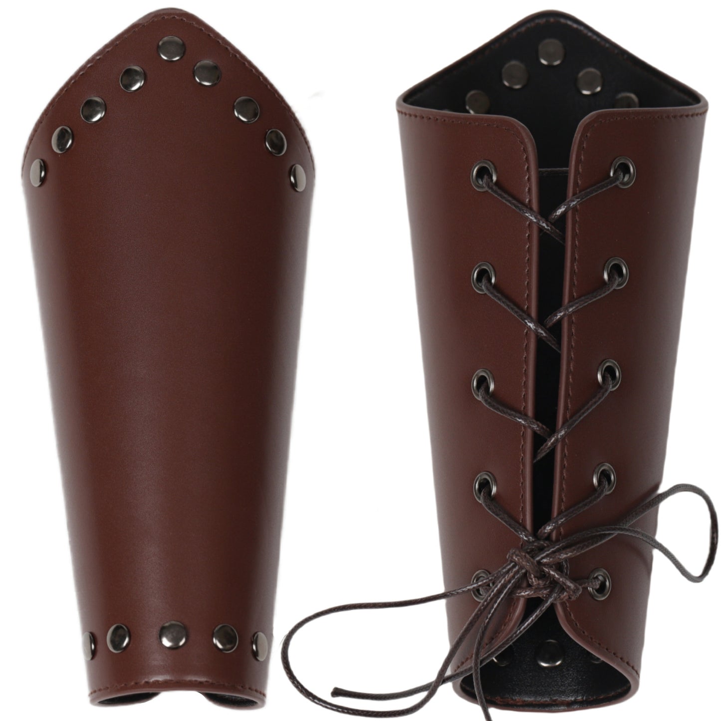 Medieval Viking Style PU Leather Bracers Steampunk Knight Arm Guards Rivets