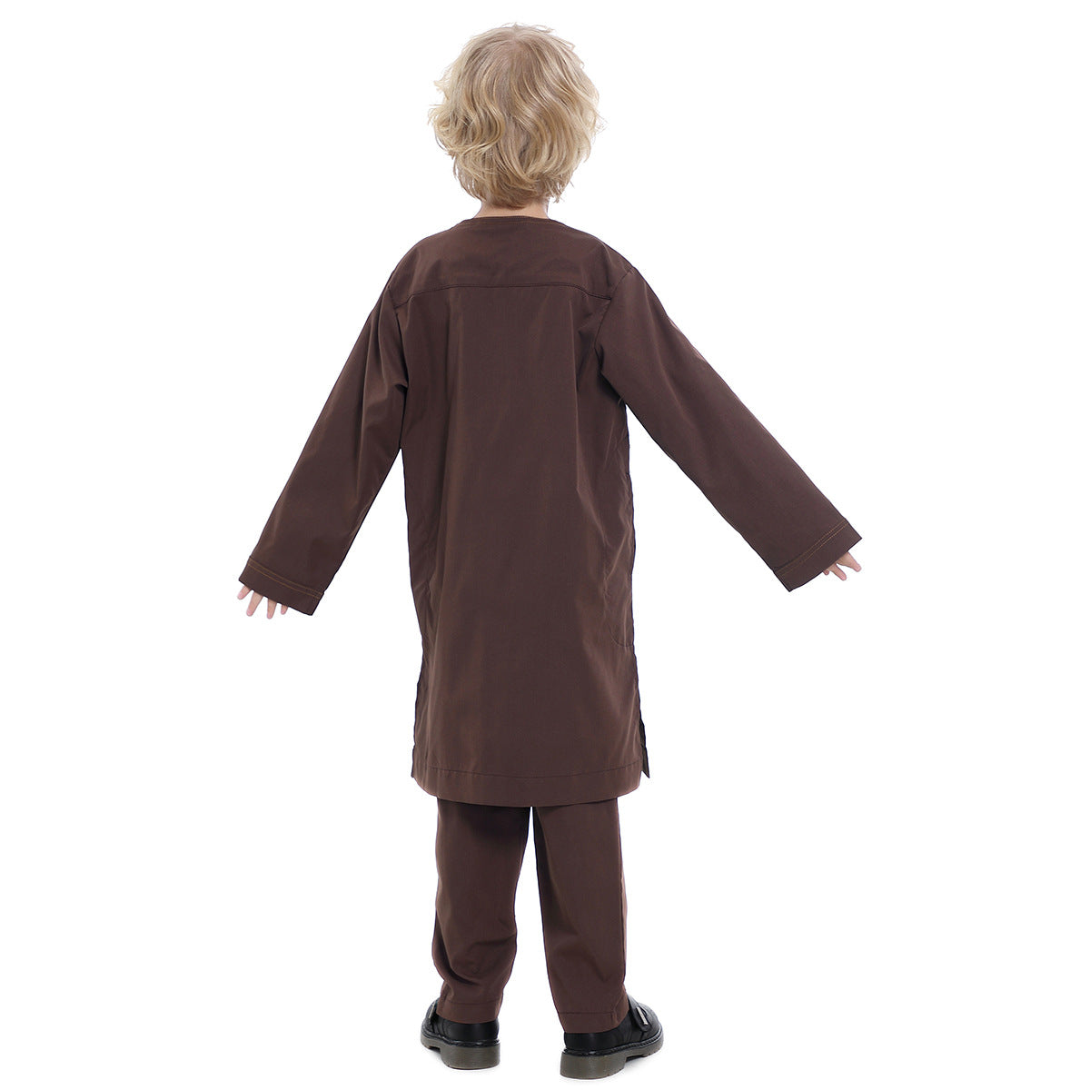 Boys' Thobe-Style Tunic & Pants Set – Middle Eastern Inspired Outfit