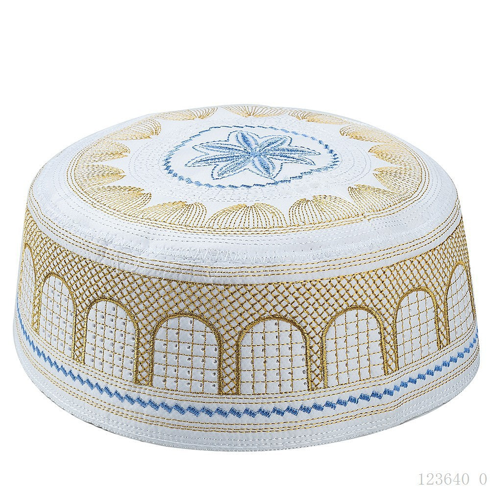 Embroidered Muslim Men's Worship Hat - Saudi Arabian Cap Taqiyah