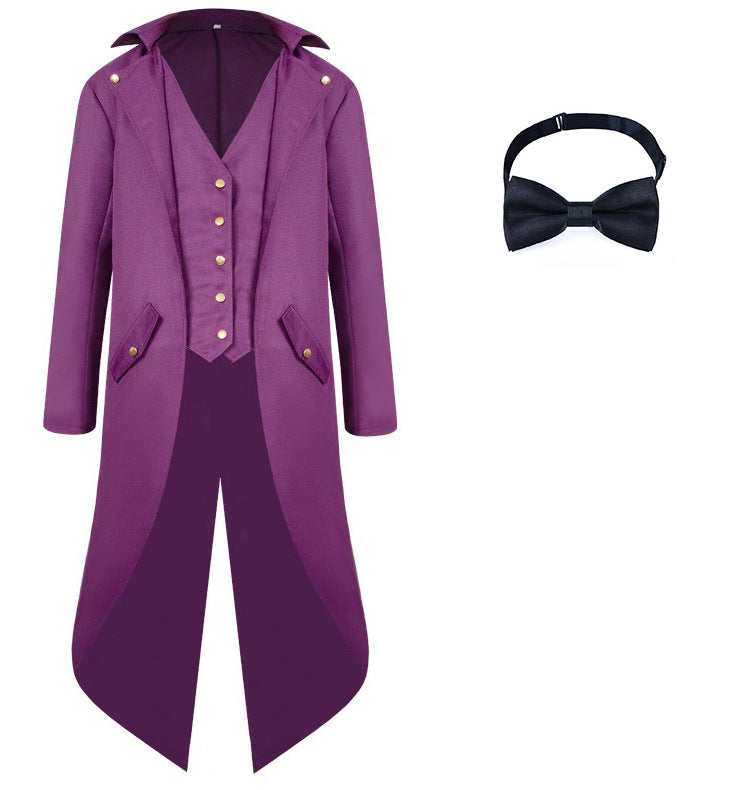 Boys Victorian Tailcoat Costume with Waistcoat Look & Bow Tie