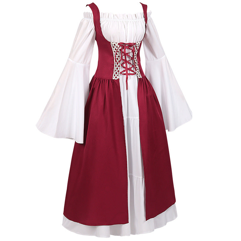 Women Retro Medieval Victorian Maxi Dress Halloween Party Renaissance Costume