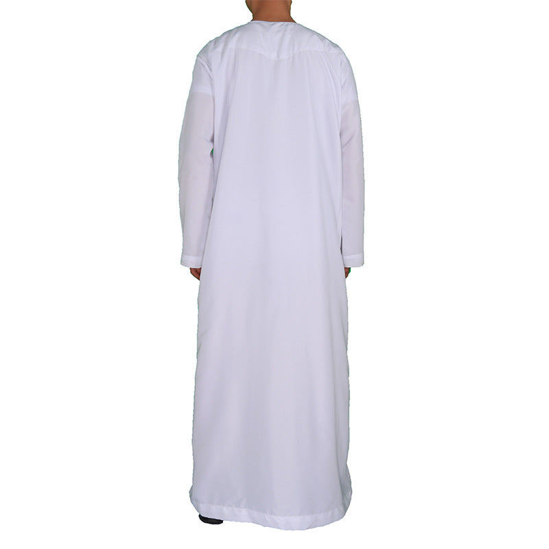 Mens Muslim Clothing Saudi Arab Long Sleeve Thobe Islamic Jubba Kaftan Oman Style Arabic Robe