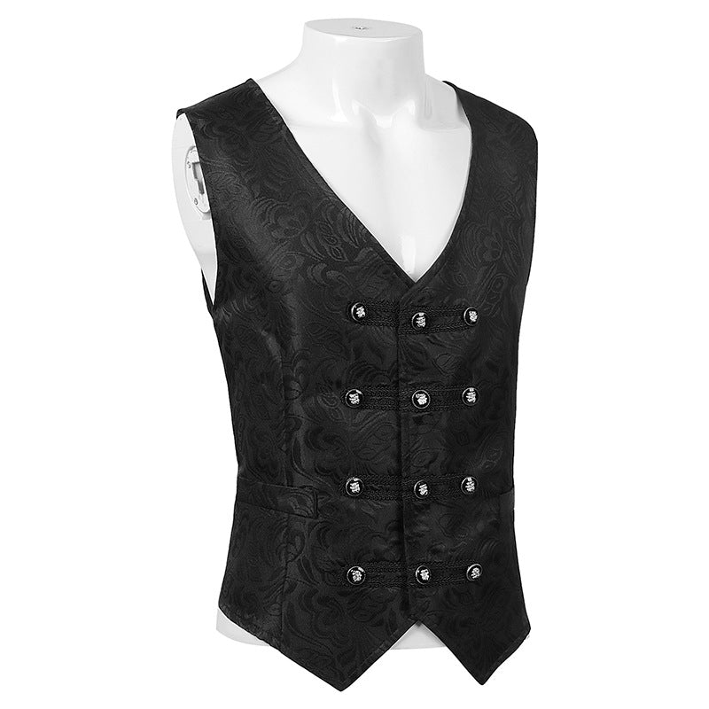 Medieval Retro Gothic Suit Vest - Three-Breasted Waistcoat