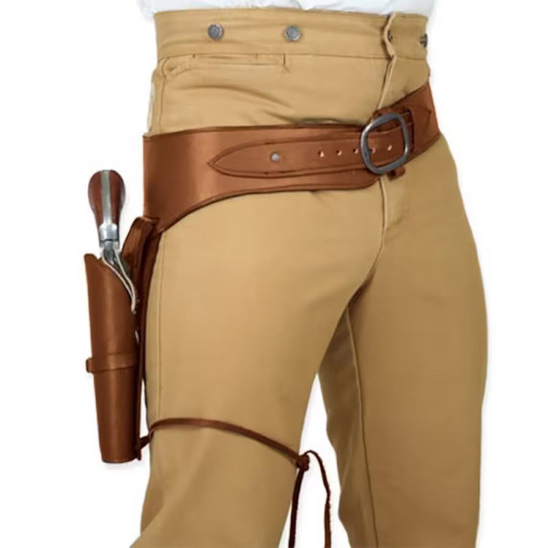 Western Costume Utility Belt – Vintage Cowboy Belt with Decorative Leg Strap