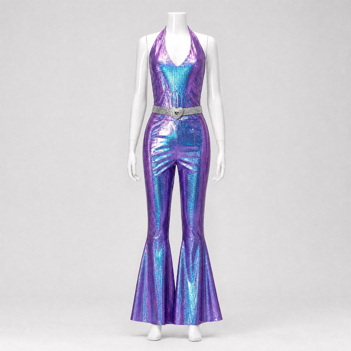 Women's 70s Disco Metallic Flared Jumpsuit – Retro Costume