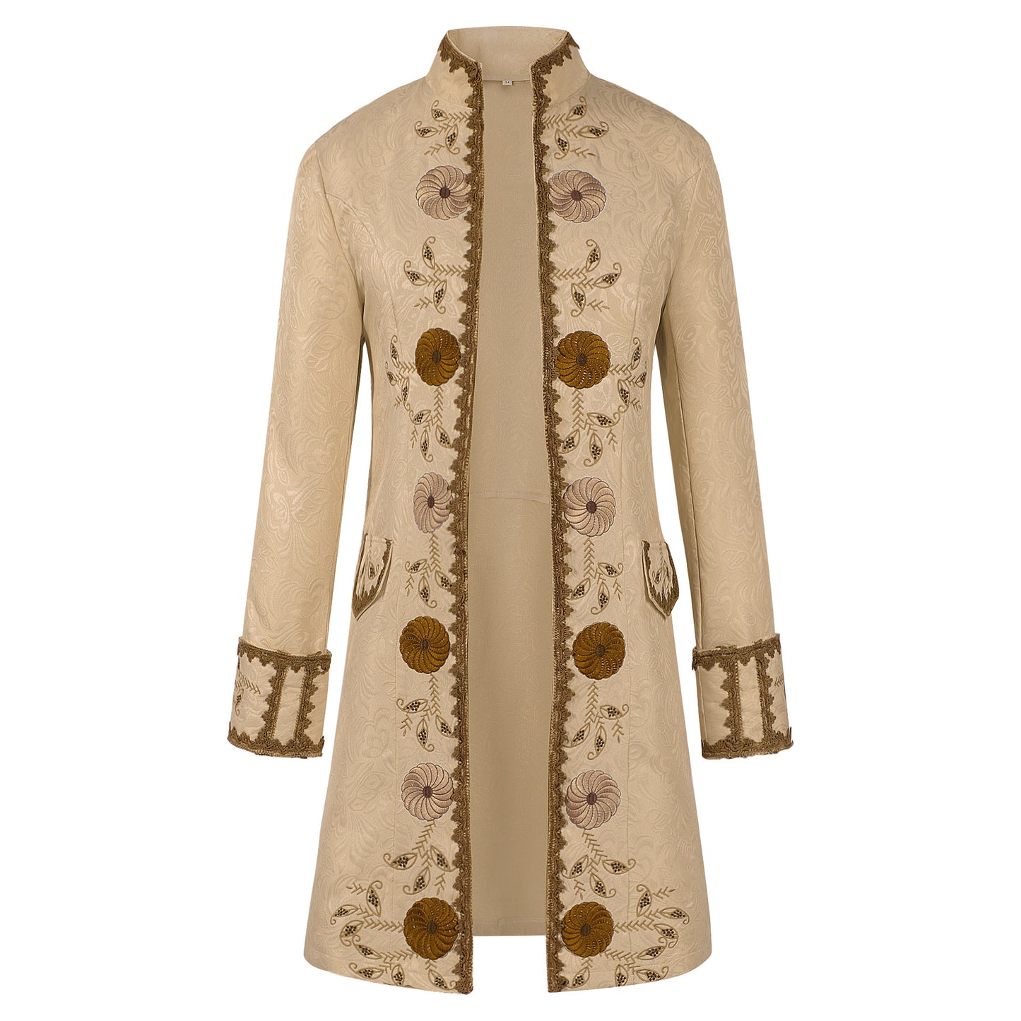 Luxury Vintage Jacquard Coat Medieval Retro Costume Steampunk Retro Men's Uniform Stand-up Collar Classic Bridgerton