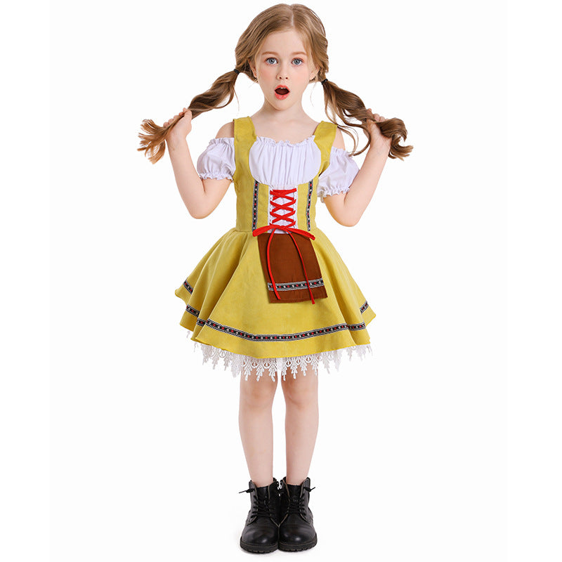 Girls Oktoberfest Costume Bavarian German Dirndl Dress Kids Fancy Dress