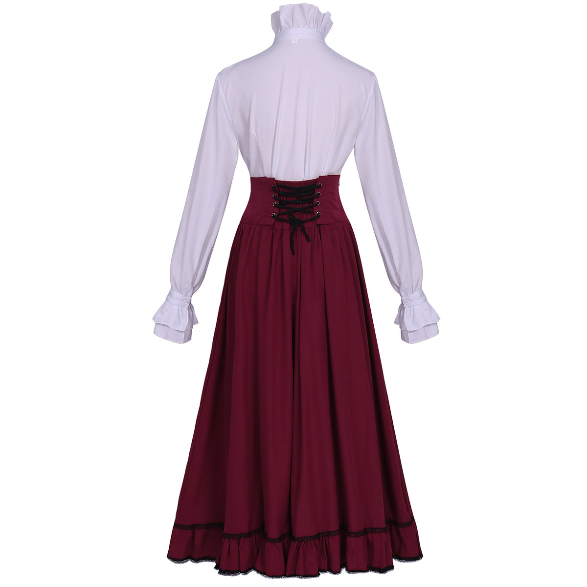 Victorian Ruffle Blouse & High Waist Long Skirt – Renaissance Costume Separates