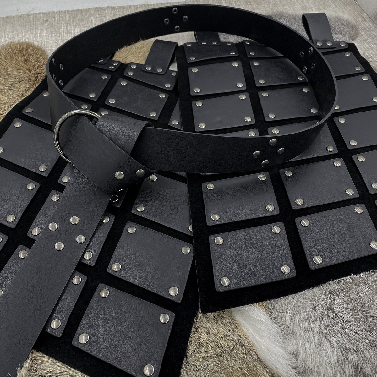 Viking Tassets Medieval Armour Skirt – Faux Leather Panel Belt LARP Costume
