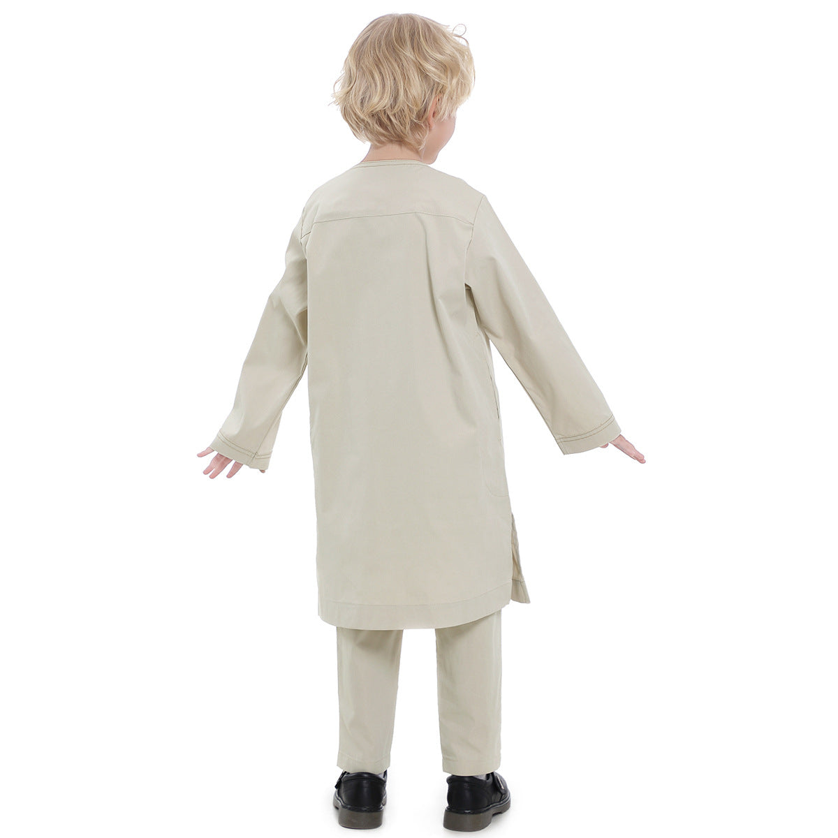 Boys' Thobe-Style Tunic & Pants Set – Middle Eastern Inspired Outfit
