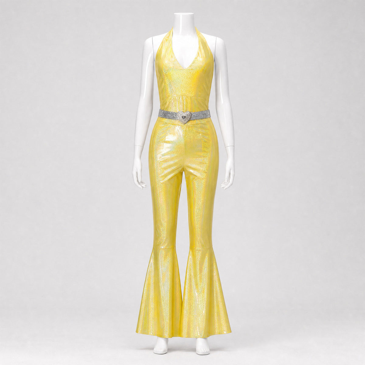 Women's 70s Disco Metallic Flared Jumpsuit – Retro Costume
