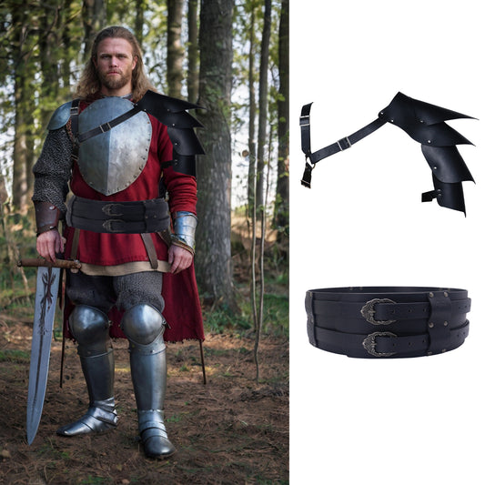 Medieval Knight Pauldron Shoulder Armor Wide Belt Viking Cosplay Gear
