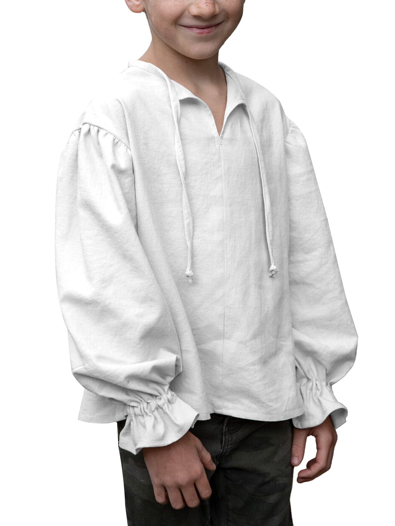 Boys Medieval Pirate Shirt Renaissance Long Sleeve Cotton Costume Top