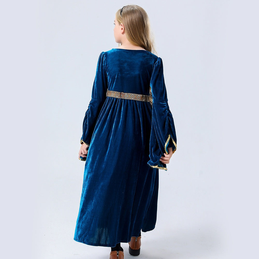 Girls' Medieval Renaissance Princess Dress – Velvet-Look Costume