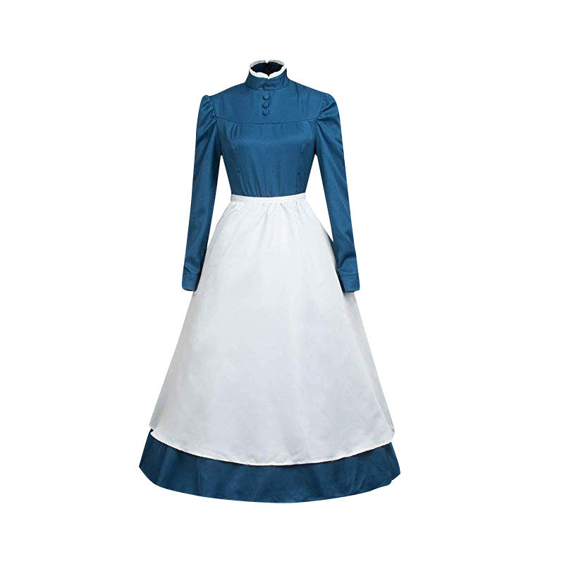 Anime Sophie Cosplay Costume Maid Outfit Yellow Green Blue Dress