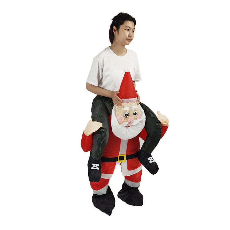 Funny Cartoon Clothing Xmas Popup Carton , Santa Claus Carrying, Claus Inflatable for Adult kid