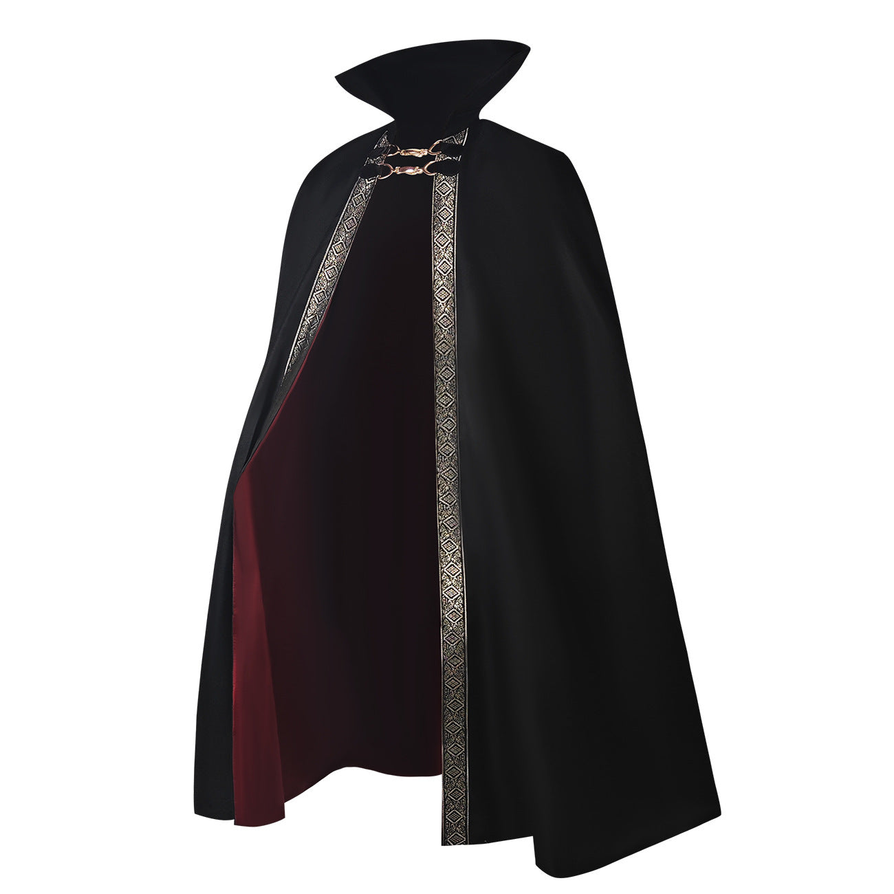 Medieval Vampire Cape Hooded Baron Cloak Gothic Costume for Men Women Kids