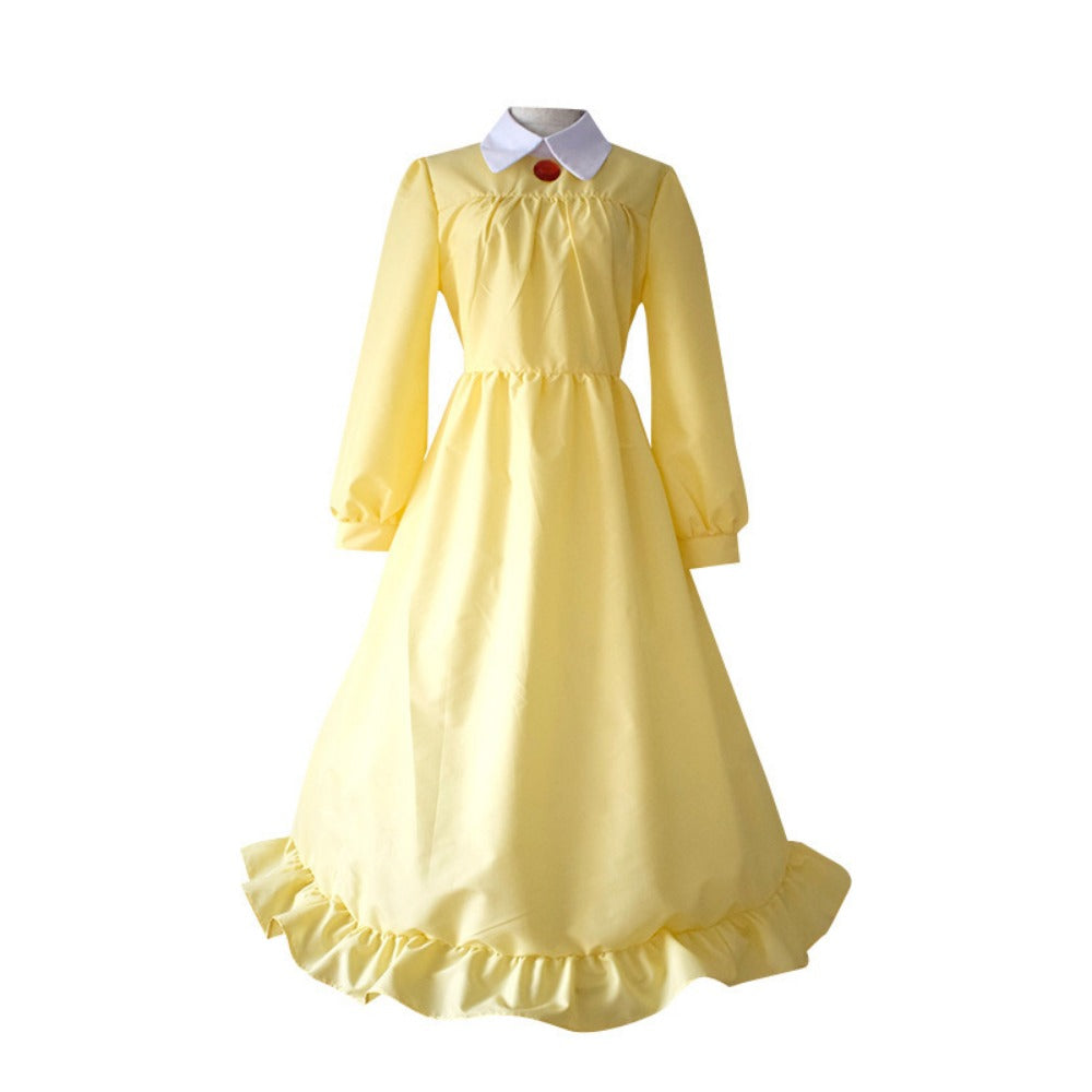 Anime Sophie Cosplay Costume Maid Outfit Yellow Green Blue Dress