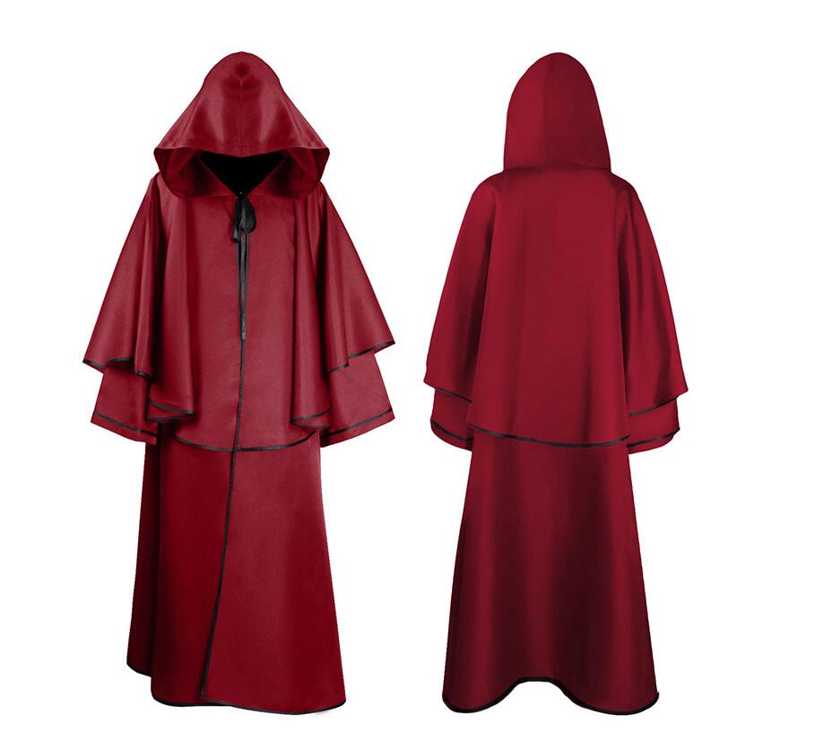 Hooded Cloak Halloween Robe Monk Robe Cape Long Sleeve Wizard Sorcerer Reaper Cloak