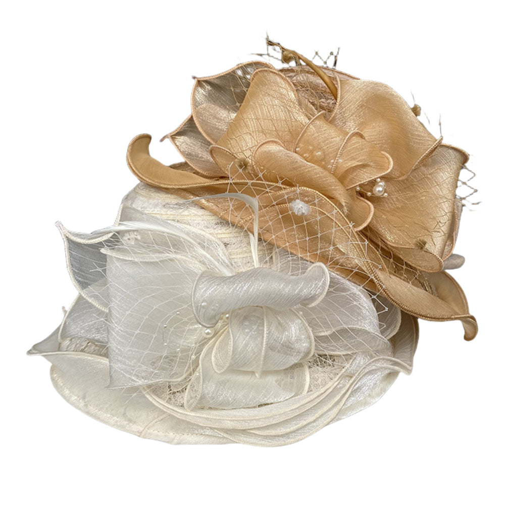 Lace Trim Sun Hat Elegant Pearl Floral Bucket Hat Women’s Summer Breathable UV Protection Hat